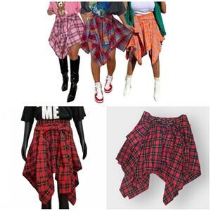 Amazon Women's Plaid Mini Skirt - Red, Pink, Orange